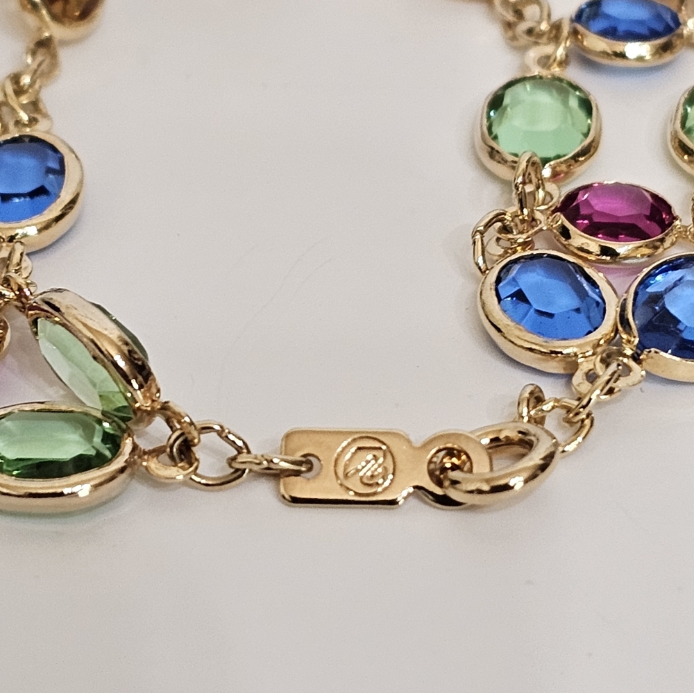 Gorgeous Bezel Set Swarovski Crystal Colorful Vintage Bracelet. ✨️ - Picture 11 of 13